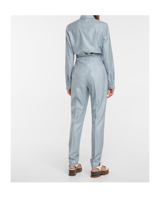 Gabriela Hearst Blue High-Waisted Slim-Fit Trousers