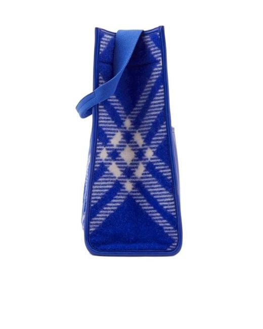 Burberry Blue Check-Pattern Top Handle Bag for men