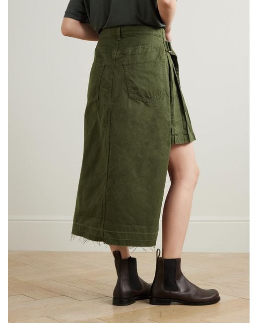 Sacai Green Asymmetrical Skirt