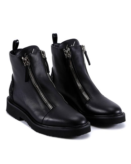 Giuseppe Zanotti Black Kat Glitter Panel Boots