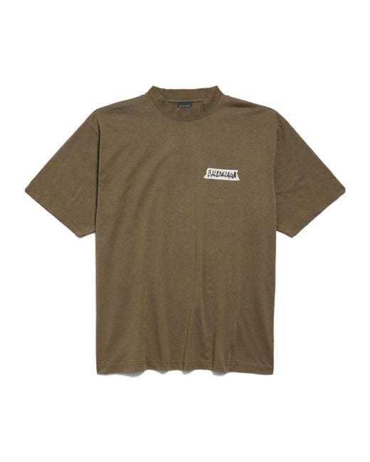 Balenciaga Green Masking Tape Medium Fit T-Shirt for men
