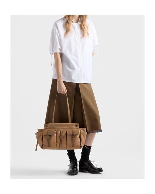 Prada Brown Route Large Leather Tote Bag