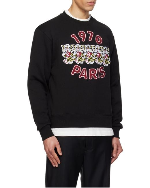 KENZO Black Wild Tiger Embroidered Crewneck Sweatshirt for men
