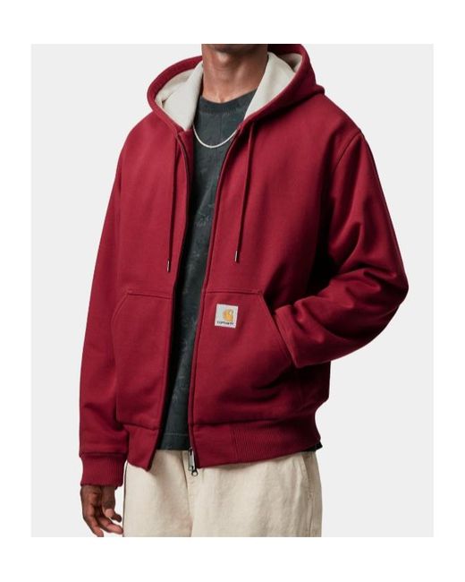 Carhartt Red Logo Patch Zipped Hoodie for men