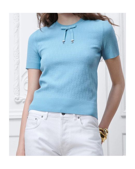 Dior Blue Short-Sleeved Sweater