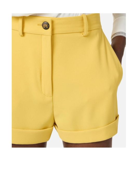 Elisabetta Franchi Yellow Lightweight Crêpe Shorts