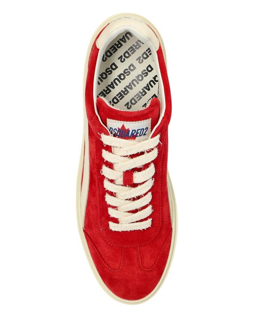 DSquared² Red Round-Toe Lace-Up Sneakers for men