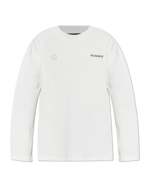 AllSaints White Emblem Waffle Knitted Sweater for men