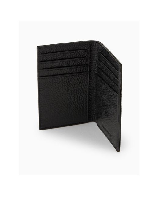 Emporio Armani Black Bi-Fold Leather Cardholder for men