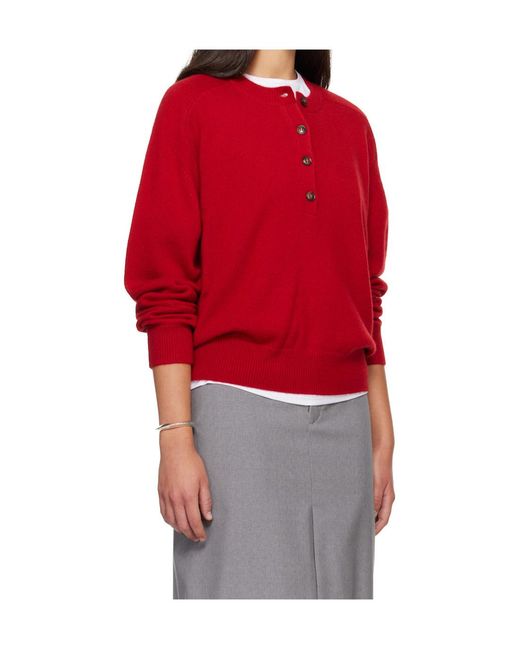 Loulou de Saison Red Four-Button Front Sweater