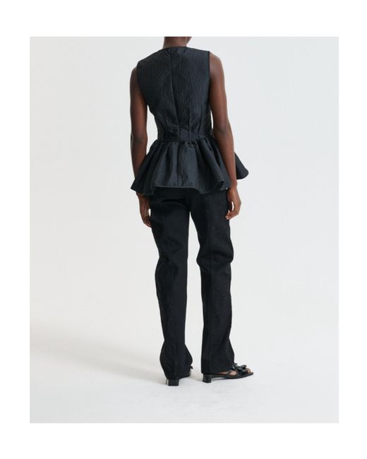 CECILIE BAHNSEN Blue Cbdaimi Crinkled Peplum Top