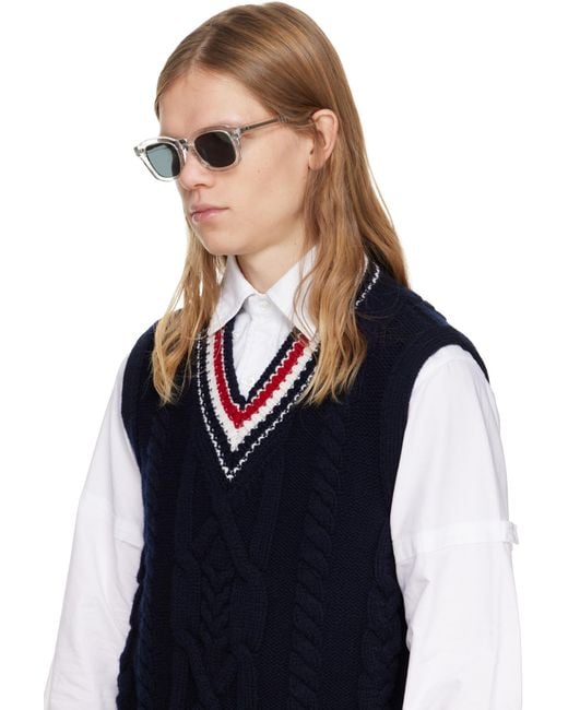 Thom Browne White Eyewear Square Frame Sunglasses for men
