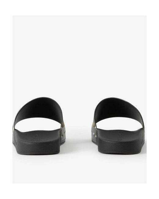 Burberry White Vintage Check Sliced-Print Slides for men