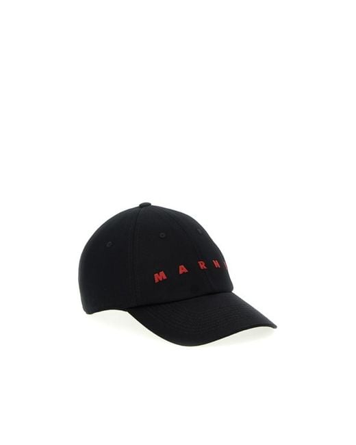 Marni Black Logo Embroidered Curved-Peak Baseball Cap for men