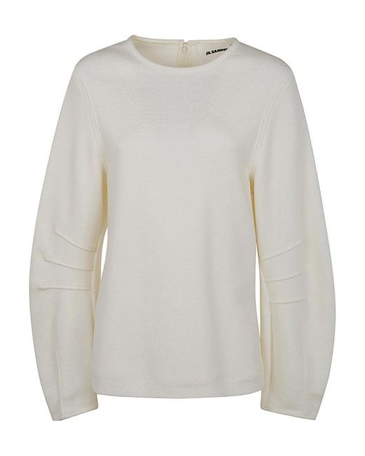Jil Sander Gray Wide-Sleeved Crewneck Jumper