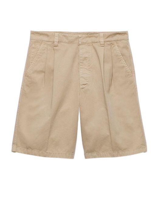 Prada Natural Pleated Bermuda Shorts for men