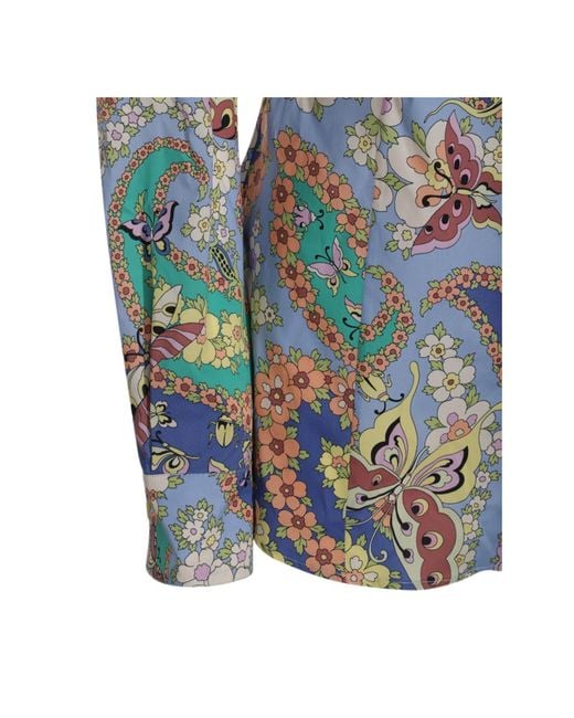 Etro Blue Paisley Printed Long-Sleeved Shirt