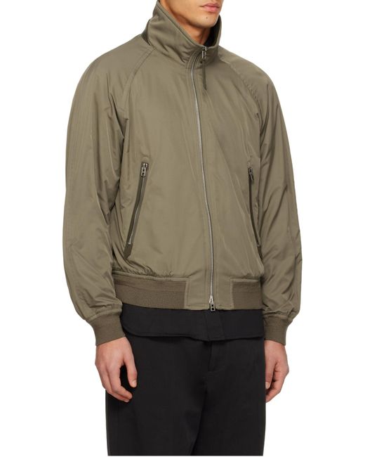 Tom Ford Green Ribbed Hem Zip Jacket for men
