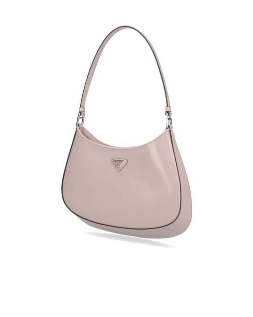 Prada Pink Cleo Brushed Leather Shoulder Bag
