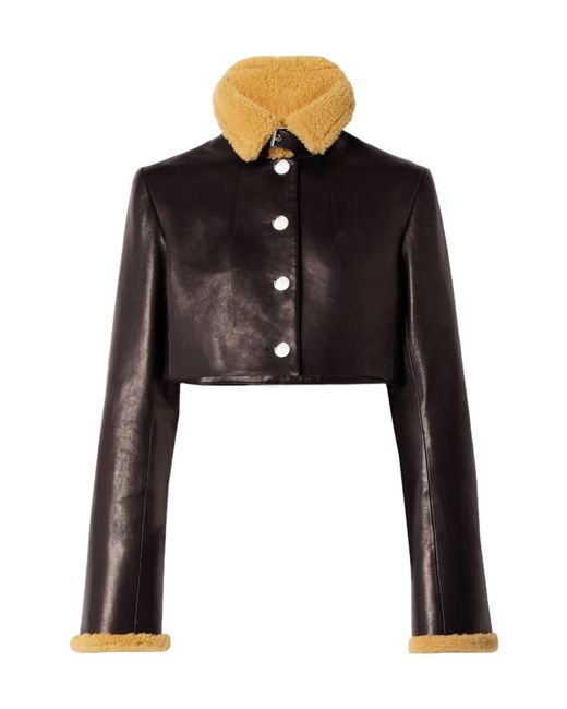 Khaite Black Jodie Shearling-Trim Button Jacket