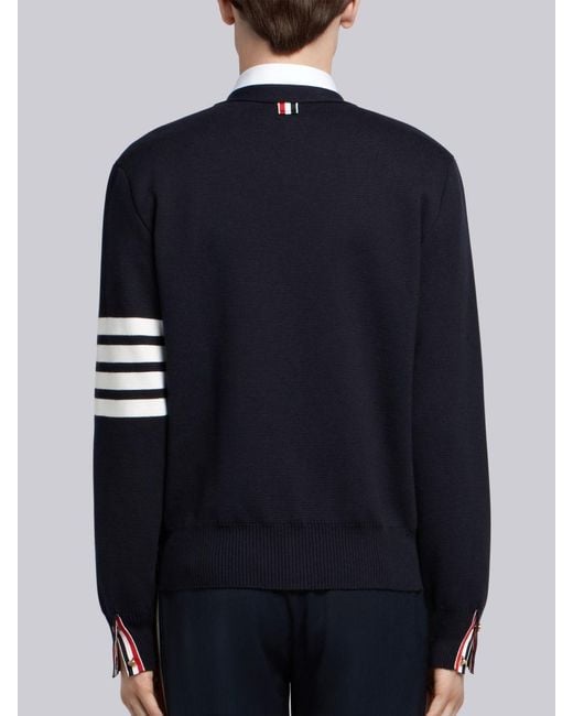 Thom Browne Blue Cardigan Scollo A V for men