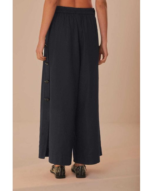 Farm Rio Green Button-Up Casual Pants