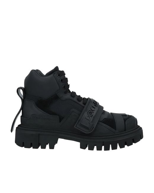 Dolce & Gabbana Black Solid Suede Platform Boots