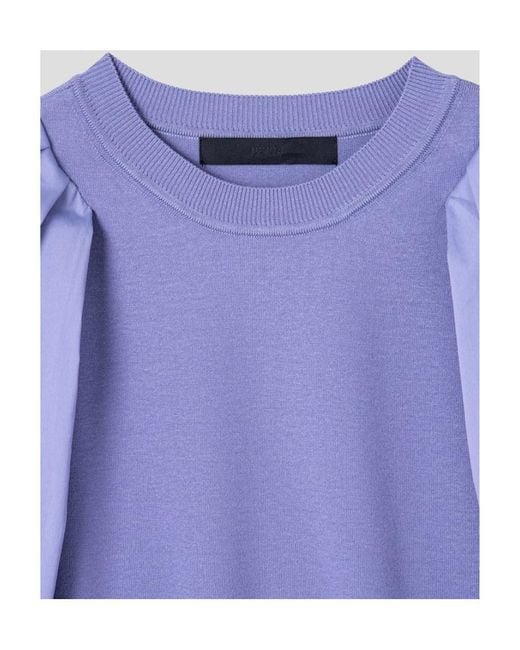 Juun.J Blue Round Neck Bubble Sleeve Sweater