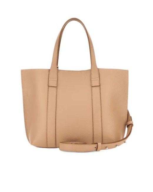 Hogan Natural Logo Embossed Top Handle Bag