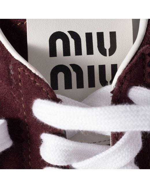 Miu Miu Brown Plume Suede Sneakers