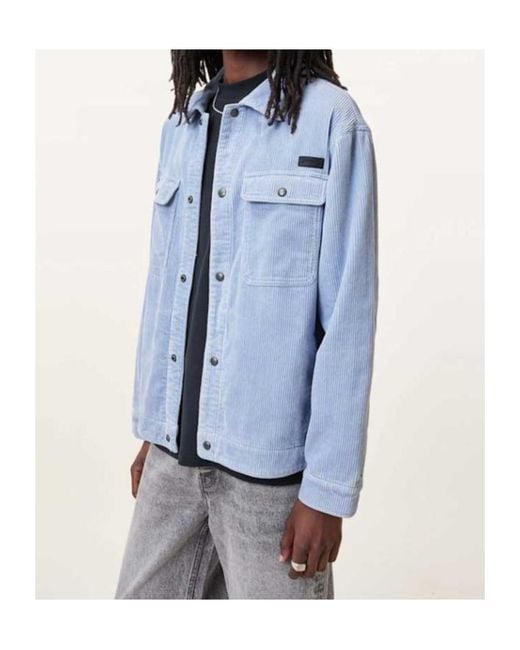 AllSaints Blue Castleford Corduroy Shirt for men
