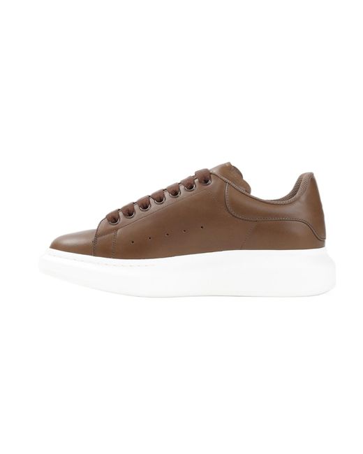 McQueen Brown Round Toe Lace-Up Sneakers for men