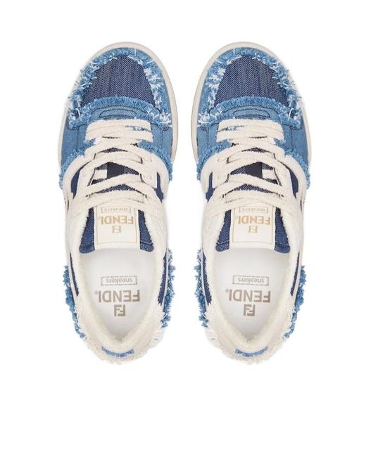 Fendi Blue Match Low-Top Sneakers