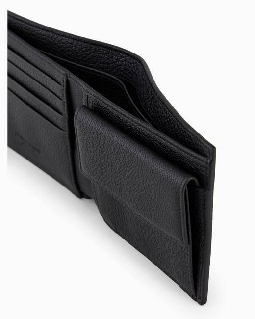 Giorgio Armani Black Logo-Stamp Bifold Wallet for men