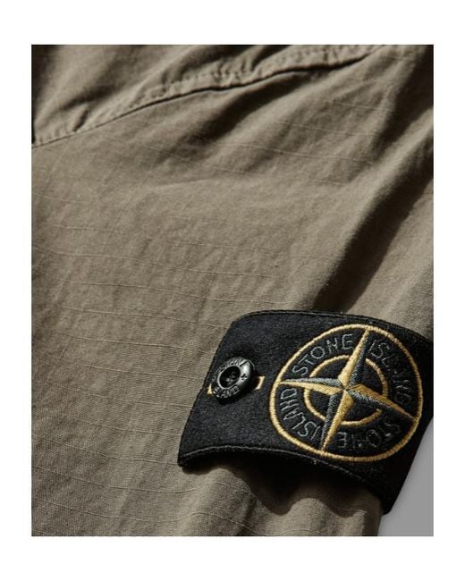 Stone Island Green Comfort-Fit Zipper-Up Overshirt for men