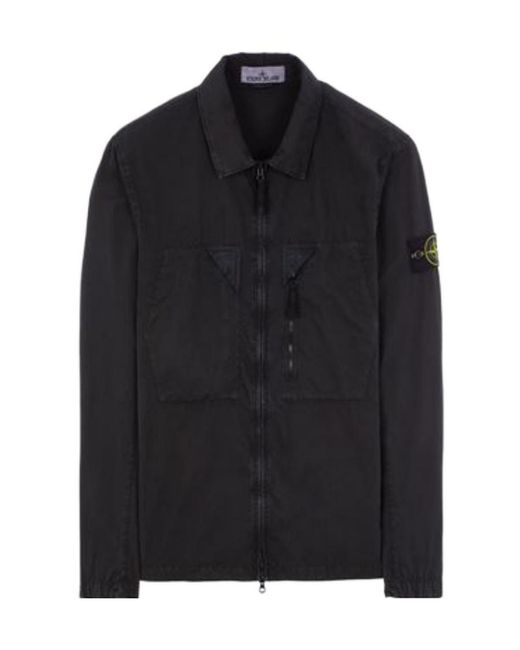 Stone Island Black Lapel Shirt for men