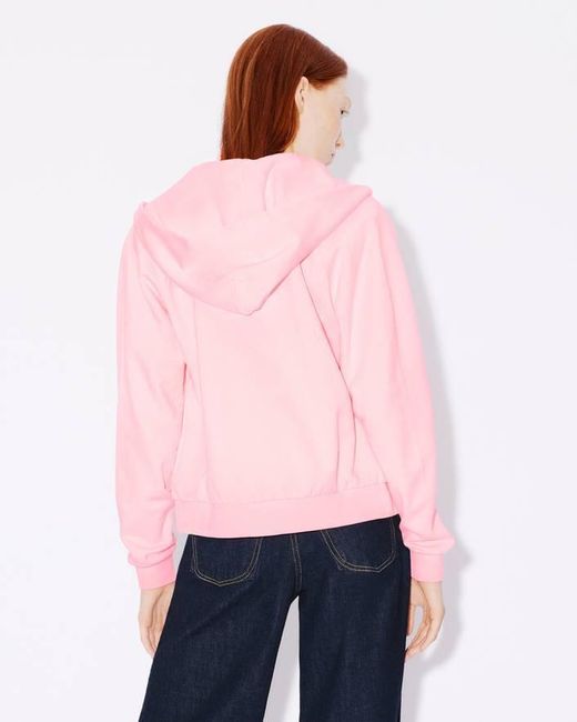 KENZO Pink 'Boke Flower Crest' Hooded Embroidered Zip-Up Cardigan