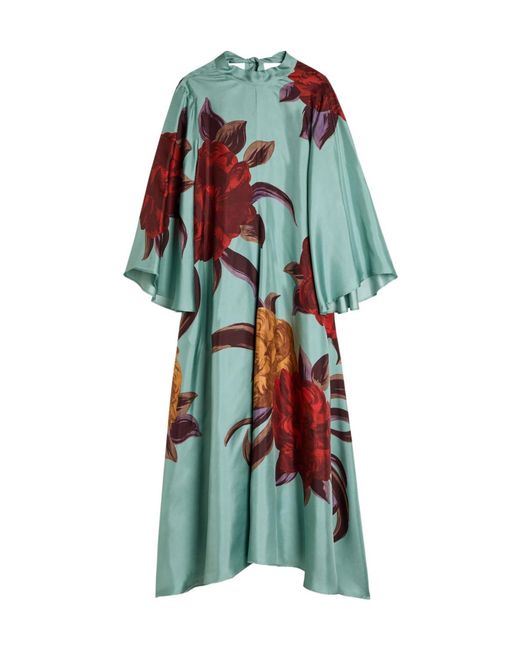 LaDoubleJ White Magnifico Floral-Print Silk Maxi Dress