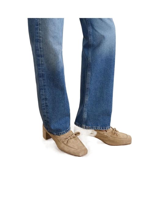 Aeyde Natural Solid Color Suede Loafers