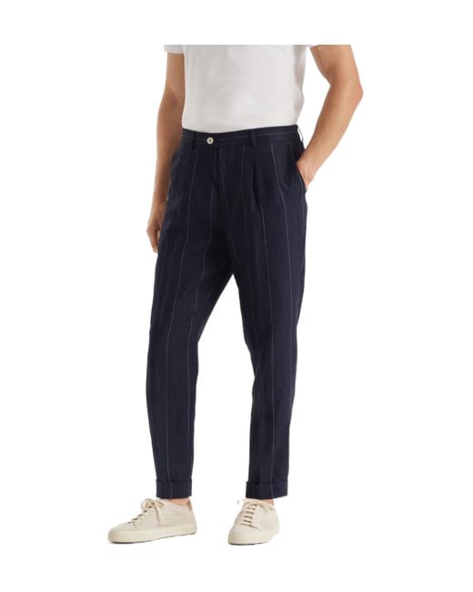 Brunello Cucinelli Blue Pleated Trousers for men