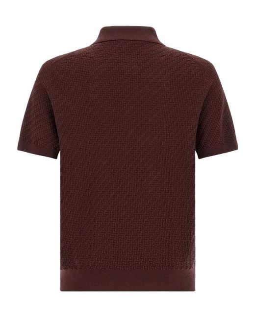 Brioni Brown Short-Sleeved Polo Shirt for men