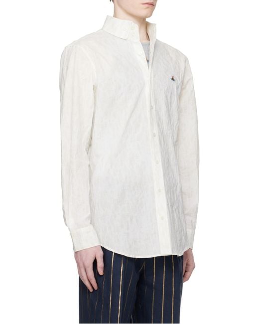 Vivienne Westwood White Orb Embroidered Shirt for men