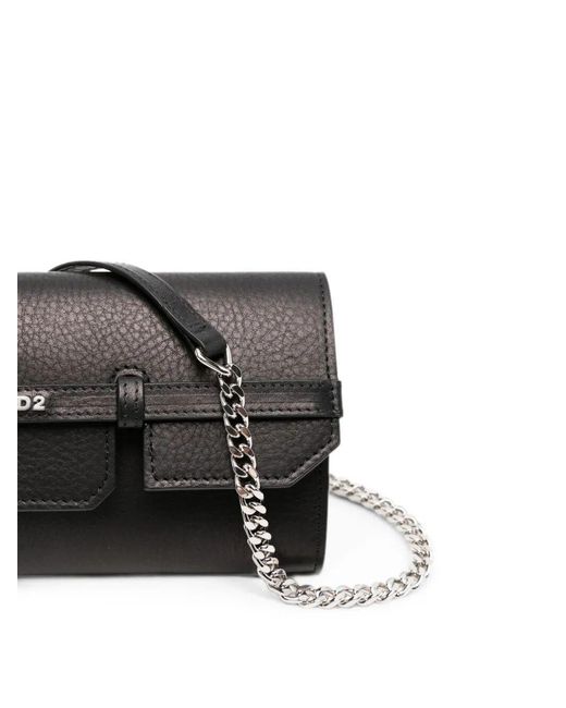 DSquared² Black Logo-Appliqué Clutch Bag