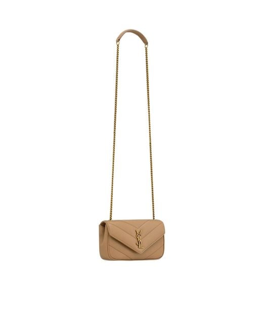 Saint Laurent White Loulou Logo Plaque Mini Shoulder Bag