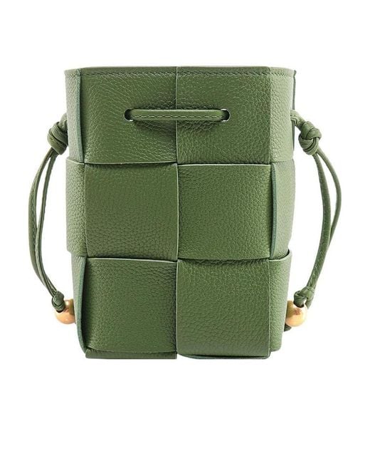 Bottega Veneta Green Woven Detail Shoulder Bag
