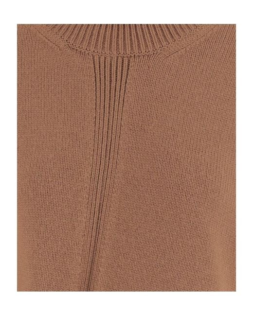 Jil Sander Brown Asymmetrical Hem Jumper