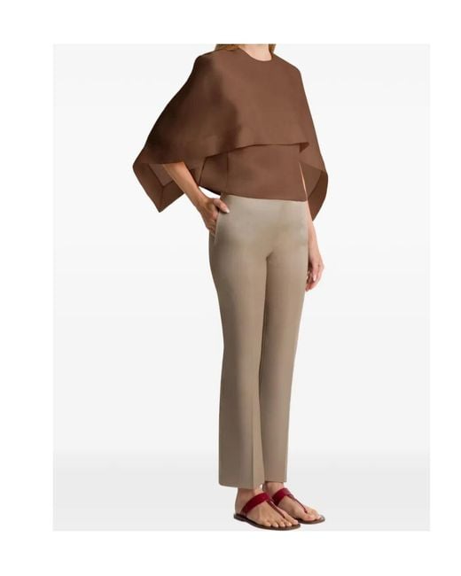 Alberta Ferretti Brown Cut-Out Detailed Crewneck Top