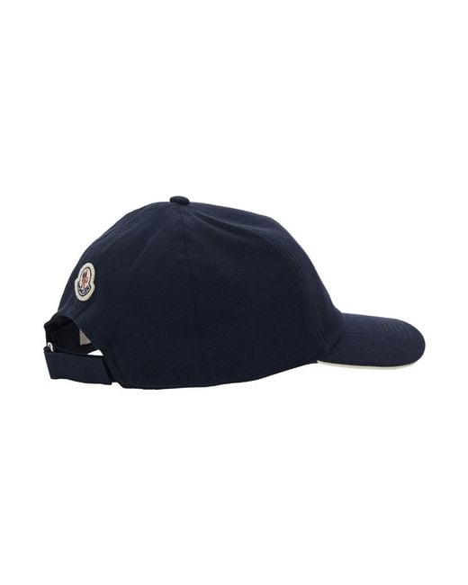 Moncler Blue Logo Embroidered Baseball Cap for men