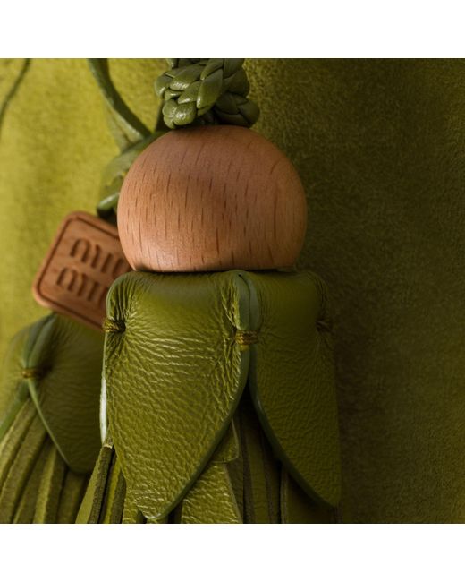 Miu Miu Yellow Suede Handbag With Tassels