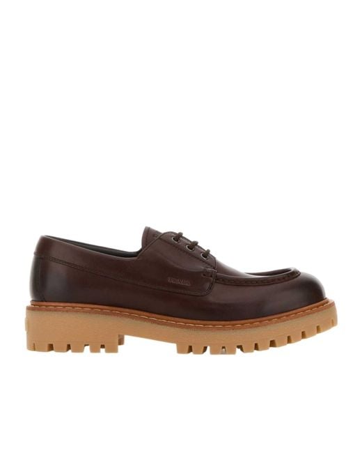 Prada Brown Logo-Debossed Lace-Up Shoes for men